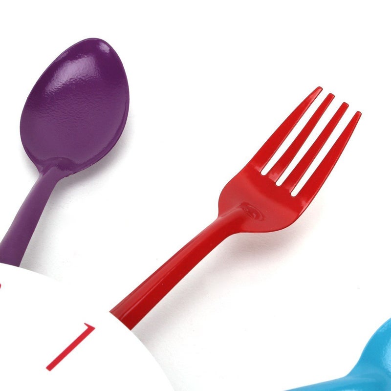 Timelike Kitchen Wall Clock, 3D Removable Modern Creative Cutlery Kitchen Spoon Fork Wall Clock Mirror Wall Decal Wall Sticker Room Home Decoration (Colorful) - Image 5